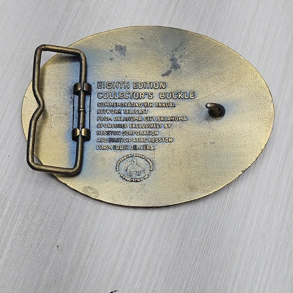 Vintage 1982 Hesston National Finals Rodeo NFR Belt Buckle 8th Edition Brass